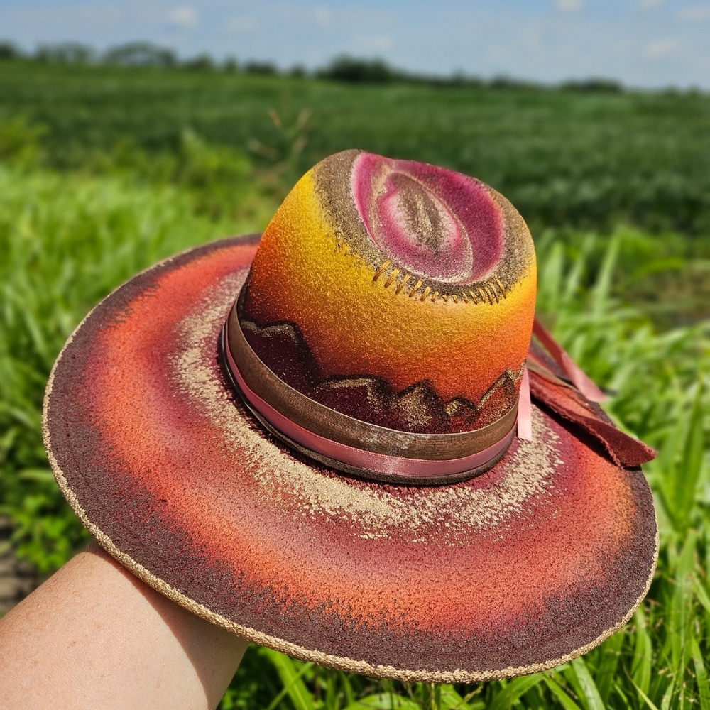 Upcycled Wide Brim Hat - Picture 2 of 6